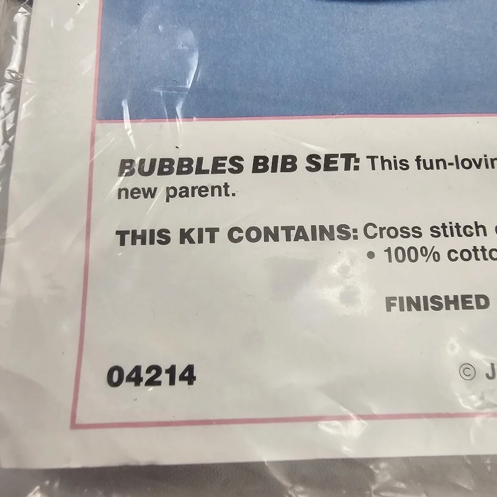 JCA Bubbles Stamped Cross Stitch Baby Bib Set